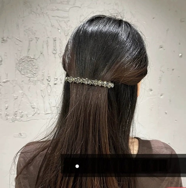 Korean Czech rhinestone clip shiny side hairpin ins back of the head spring clip hairpin half-tied ponytail clip