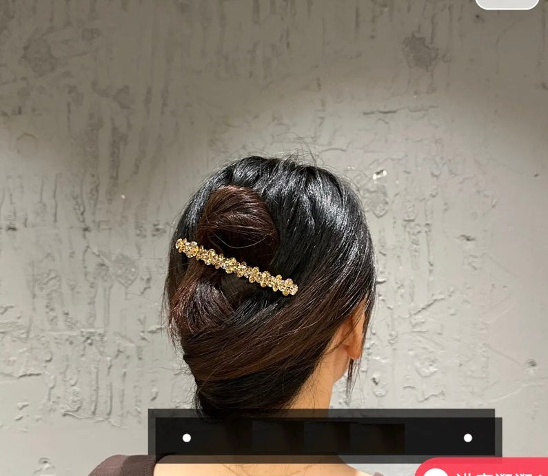 Korean Czech rhinestone clip shiny side hairpin ins back of the head spring clip hairpin half-tied ponytail clip