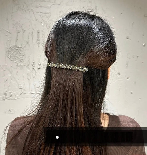 Korean Czech rhinestone clip shiny side hairpin ins back of the head spring clip hairpin half-tied ponytail clip