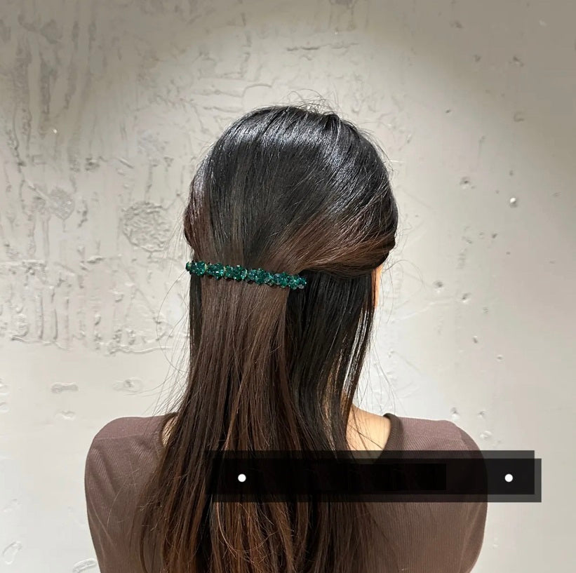 Korean Czech rhinestone clip shiny side hairpin ins back of the head spring clip hairpin half-tied ponytail clip