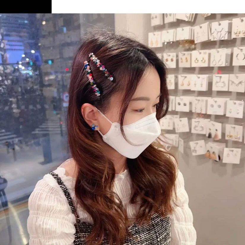 Korean Czech rhinestone clip shiny side hairpin ins back of the head spring clip hairpin half-tied ponytail clip